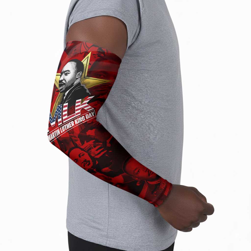 MLK Day Arm Sleeves Martin Luther King Jr Tribute American Flag Lettering - African Pride