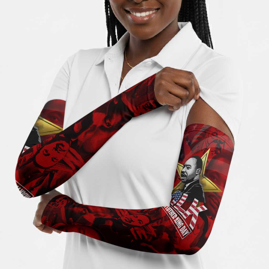 MLK Day Arm Sleeves Martin Luther King Jr Tribute American Flag Lettering - African Pride