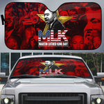 MLK Day Auto Sun Shade Martin Luther King Jr Tribute American Flag Lettering - African Pride