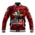 MLK Day Baseball Jacket Martin Luther King Jr Tribute American Flag Lettering - African Pride
