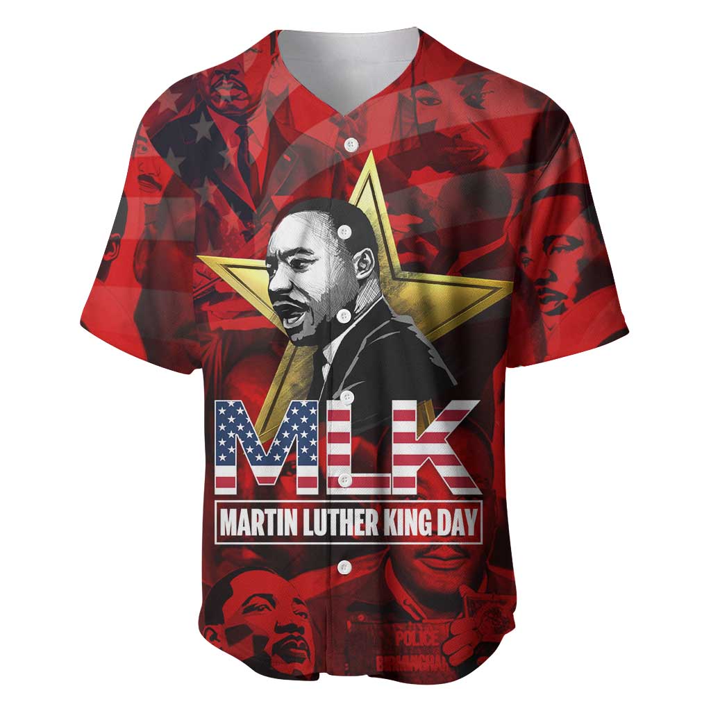 MLK Day Baseball Jersey Martin Luther King Jr Tribute American Flag Lettering TS04