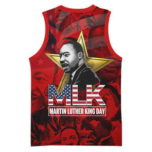 MLK Day Basketball Jersey Martin Luther King Jr Tribute American Flag Lettering - African Pride