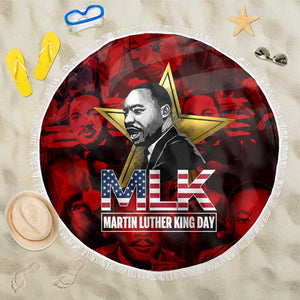 MLK Day Beach Blanket Martin Luther King Jr Tribute American Flag Lettering - African Pride