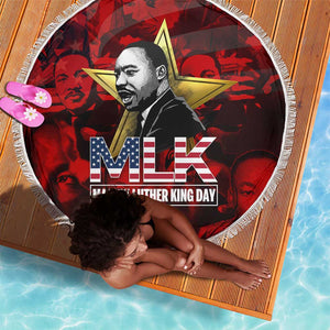 MLK Day Beach Blanket Martin Luther King Jr Tribute American Flag Lettering - African Pride