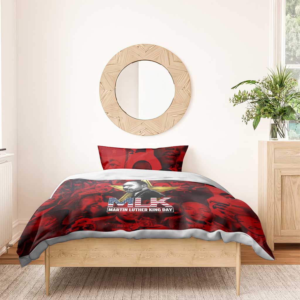 MLK Day Bedding Set Martin Luther King Jr Tribute American Flag Lettering - African Pride