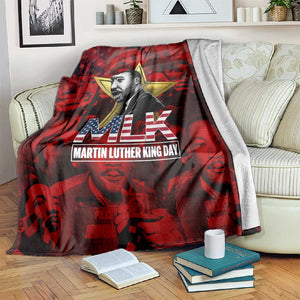MLK Day Blanket Martin Luther King Jr Tribute American Flag Lettering - African Pride