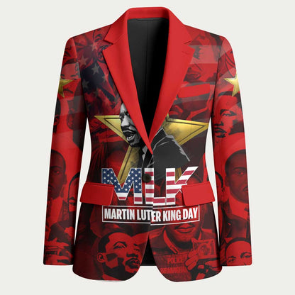MLK Day Blazer Martin Luther King Jr Tribute American Flag Lettering - African Pride