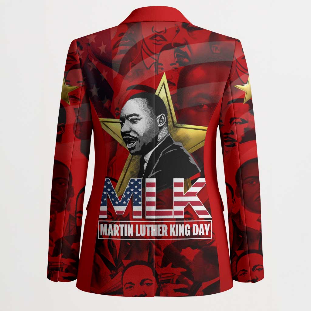 MLK Day Blazer Martin Luther King Jr Tribute American Flag Lettering - African Pride
