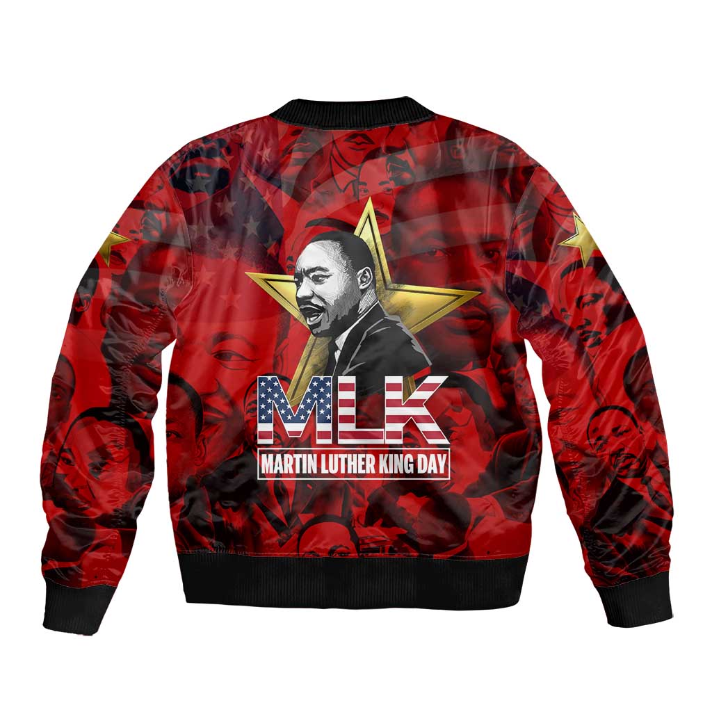 MLK Day Bomber Jacket Martin Luther King Jr Tribute American Flag Lettering - African Pride