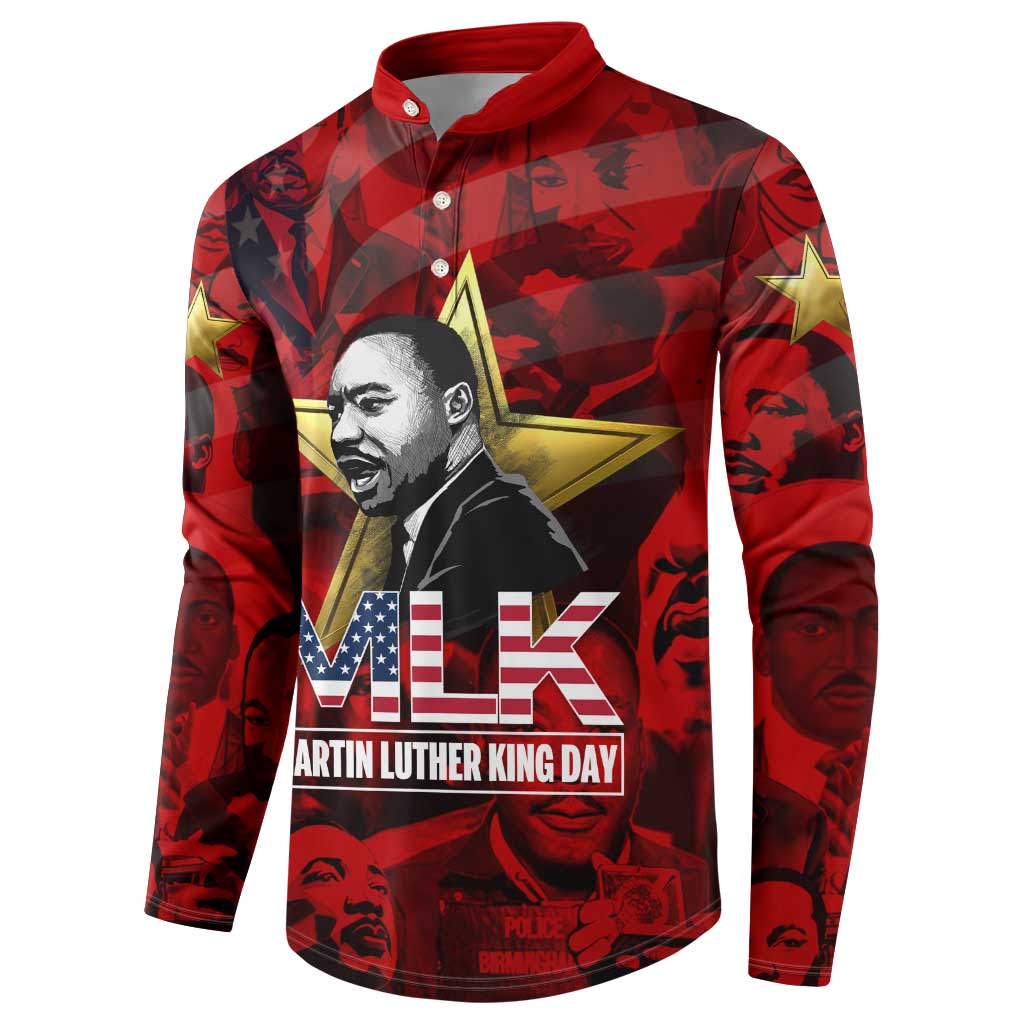 MLK Day Button Sweatshirt Martin Luther King Jr Tribute American Flag Lettering