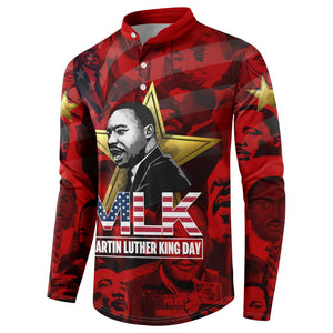MLK Day Button Sweatshirt Martin Luther King Jr Tribute American Flag Lettering