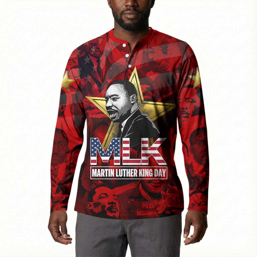 MLK Day Button Sweatshirt Martin Luther King Jr Tribute American Flag Lettering