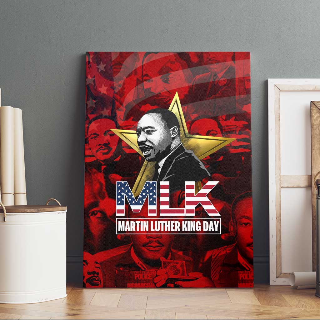 MLK Day Canvas Wall Art Martin Luther King Jr Tribute American Flag Lettering - African Pride