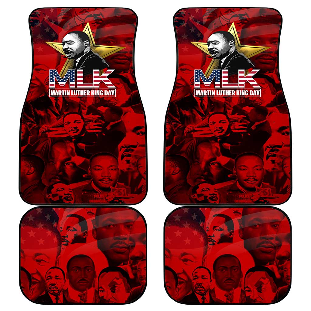 MLK Day Car Mats Martin Luther King Jr Tribute American Flag Lettering - African Pride