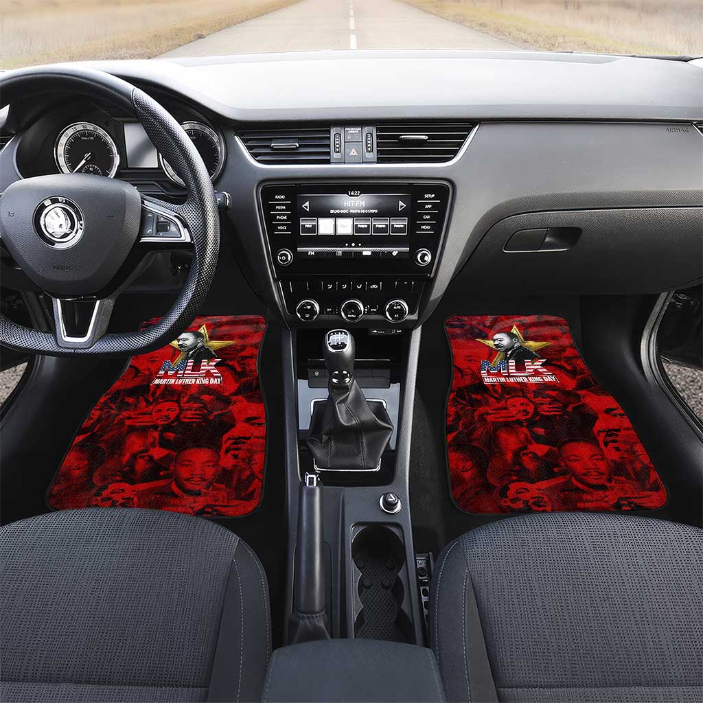 MLK Day Car Mats Martin Luther King Jr Tribute American Flag Lettering - African Pride