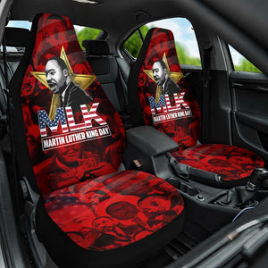 MLK Day Car Seat Cover Martin Luther King Jr Tribute American Flag Lettering - African Pride