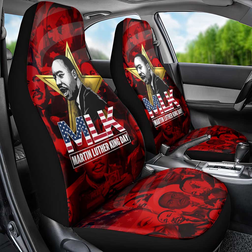 MLK Day Car Seat Cover Martin Luther King Jr Tribute American Flag Lettering - African Pride