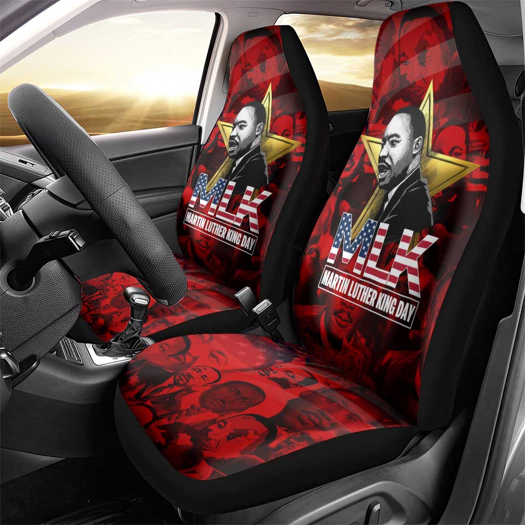 MLK Day Car Seat Cover Martin Luther King Jr Tribute American Flag Lettering - African Pride