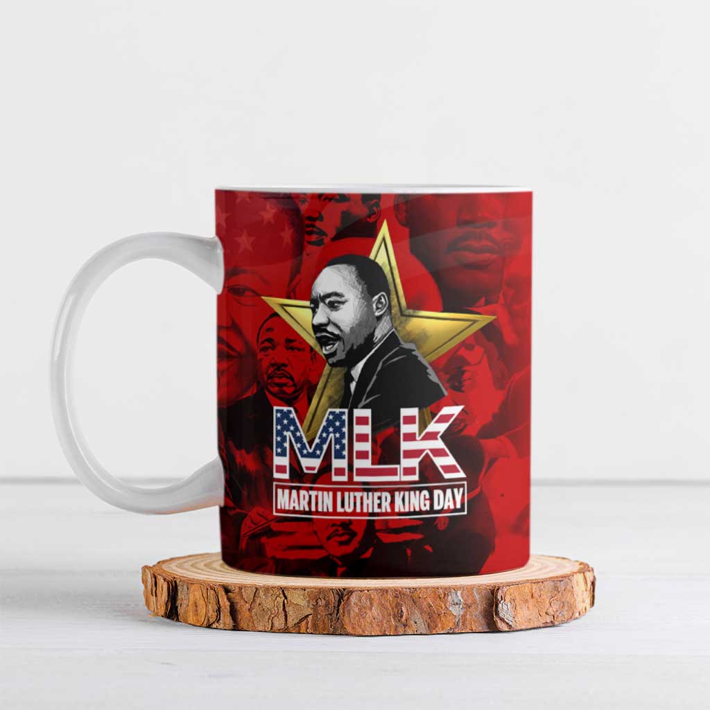 MLK Day Ceramic Mug Martin Luther King Jr Tribute American Flag Lettering - African Pride