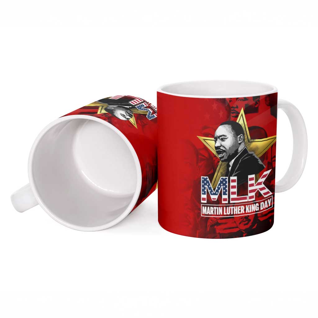 MLK Day Ceramic Mug Martin Luther King Jr Tribute American Flag Lettering - African Pride
