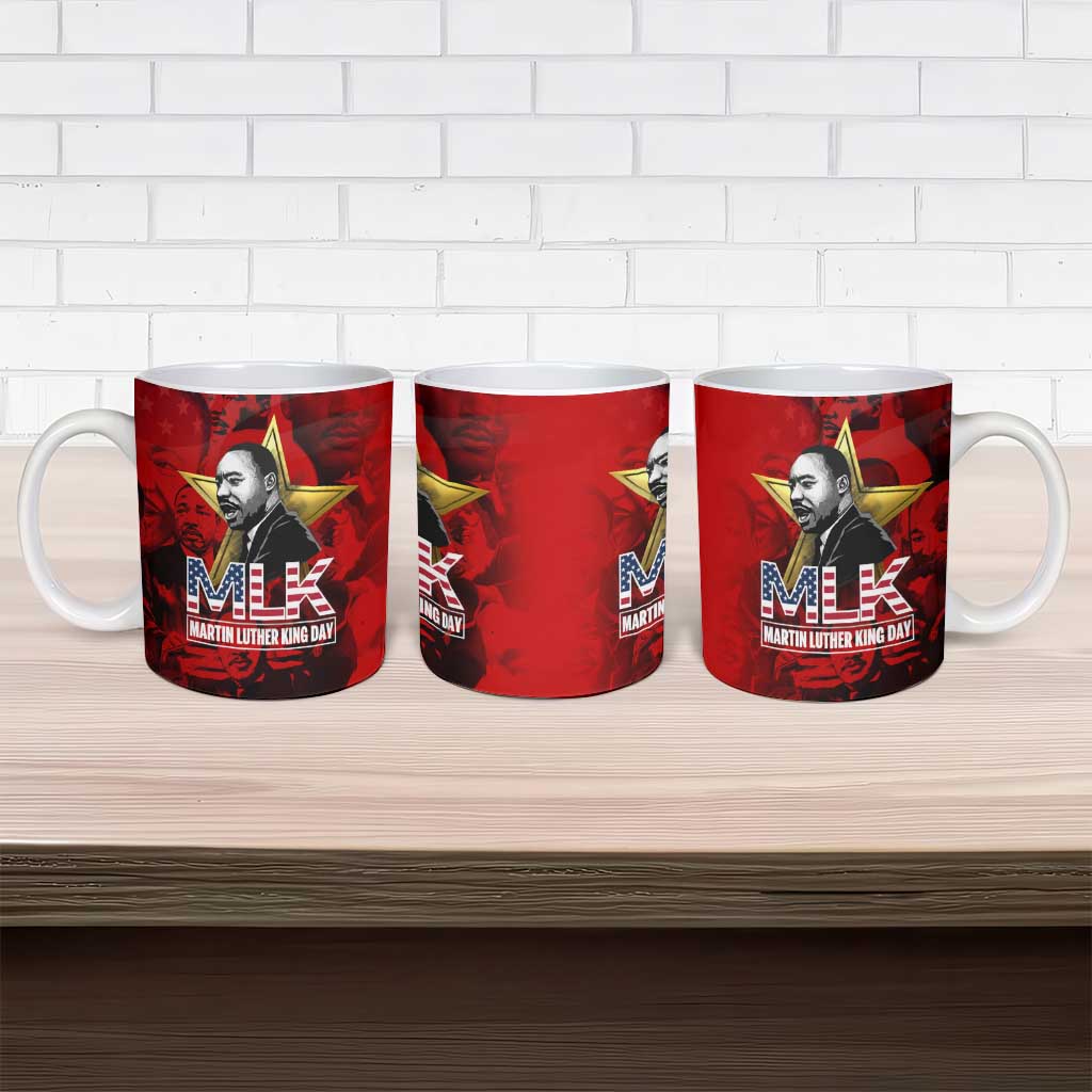 MLK Day Ceramic Mug Martin Luther King Jr Tribute American Flag Lettering - African Pride
