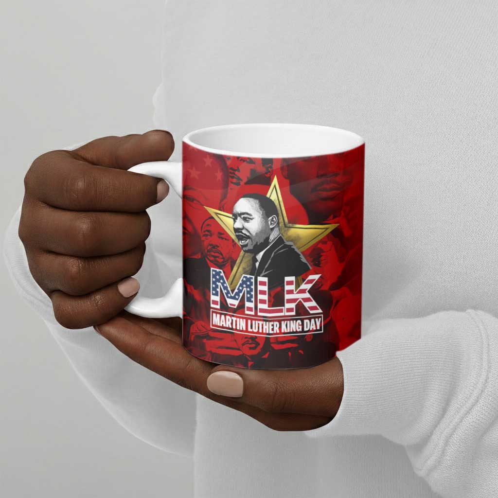 MLK Day Ceramic Mug Martin Luther King Jr Tribute American Flag Lettering - African Pride