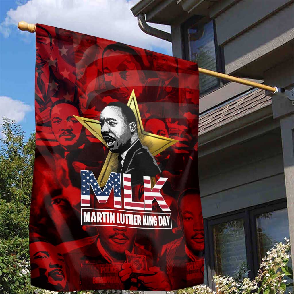 MLK Day Garden Flag Martin Luther King Jr Tribute American Flag Lettering - African Pride