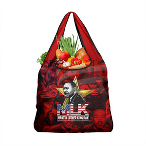MLK Day Grocery Bag Martin Luther King Jr Tribute American Flag Lettering - African Pride