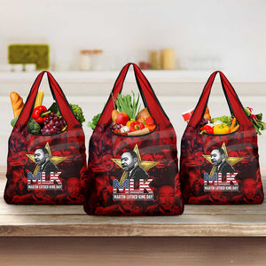 MLK Day Grocery Bag Martin Luther King Jr Tribute American Flag Lettering - African Pride