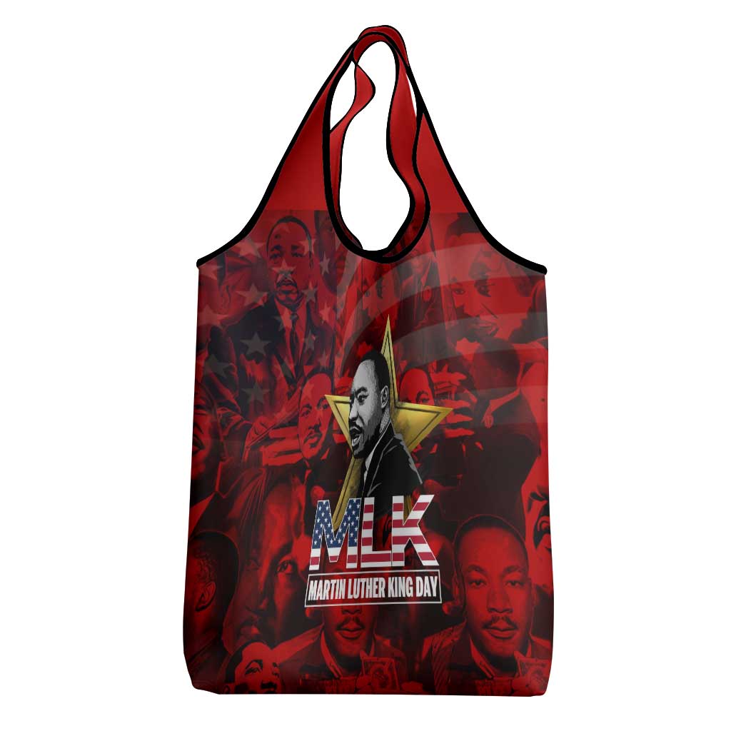 MLK Day Grocery Bag Martin Luther King Jr Tribute American Flag Lettering - African Pride