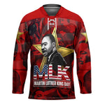 MLK Day Hockey Jersey Martin Luther King Jr Tribute American Flag Lettering - African Pride