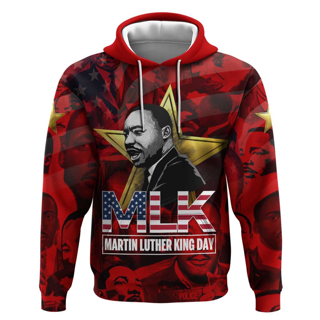 MLK Day Hoodie Martin Luther King Jr Tribute American Flag Lettering - African Pride