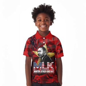 MLK Day Kid Polo Shirt Martin Luther King Jr Tribute American Flag Lettering TS04