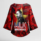 MLK Day Kimono Sleeve Blouse Martin Luther King Jr Tribute American Flag Lettering - African Pride