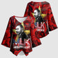 MLK Day Kimono Sleeve Blouse Martin Luther King Jr Tribute American Flag Lettering - African Pride