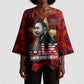 MLK Day Kimono Sleeve Blouse Martin Luther King Jr Tribute American Flag Lettering - African Pride