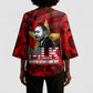 MLK Day Kimono Sleeve Blouse Martin Luther King Jr Tribute American Flag Lettering - African Pride