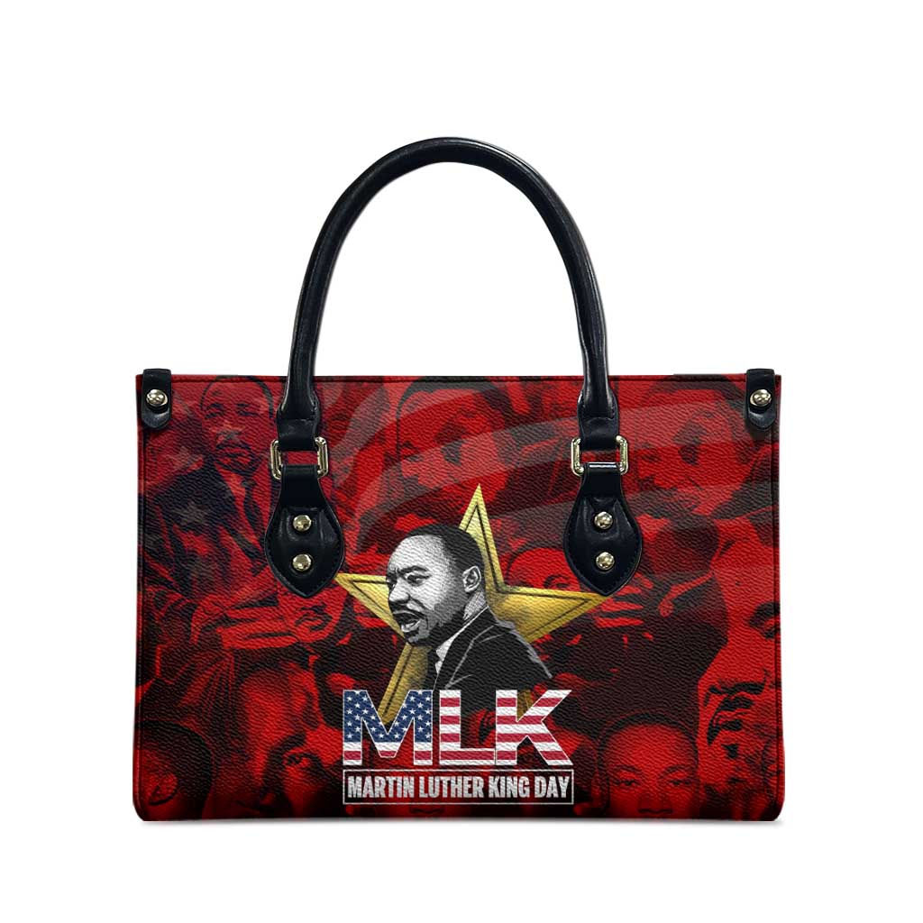 MLK Day Leather Bag Martin Luther King Jr Tribute American Flag Lettering - African Pride