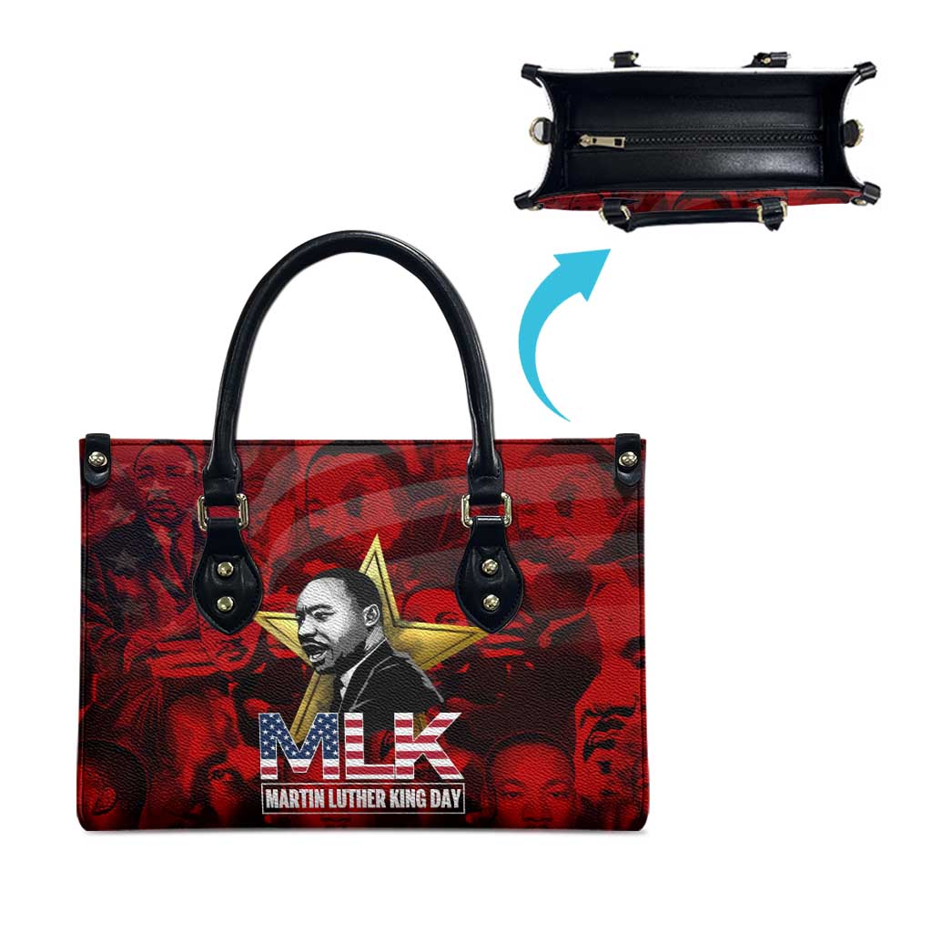 MLK Day Leather Bag Martin Luther King Jr Tribute American Flag Lettering - African Pride