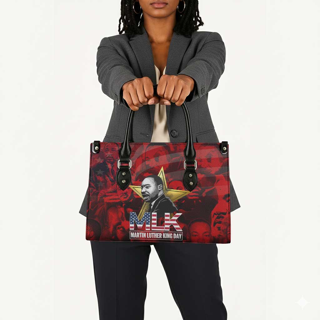 MLK Day Leather Bag Martin Luther King Jr Tribute American Flag Lettering - African Pride