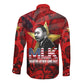 MLK Day Long Sleeve Button Shirt Martin Luther King Jr Tribute American Flag Lettering - African Pride