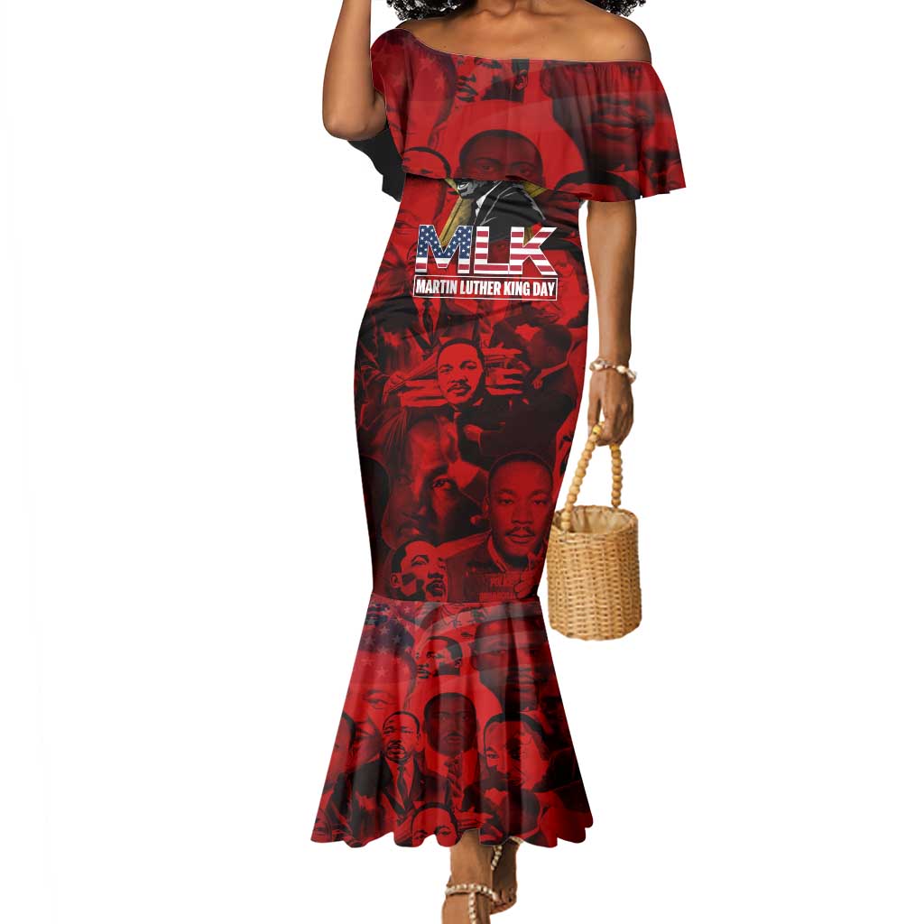 MLK Day Mermaid Dress Martin Luther King Jr Tribute American Flag Lettering TS04