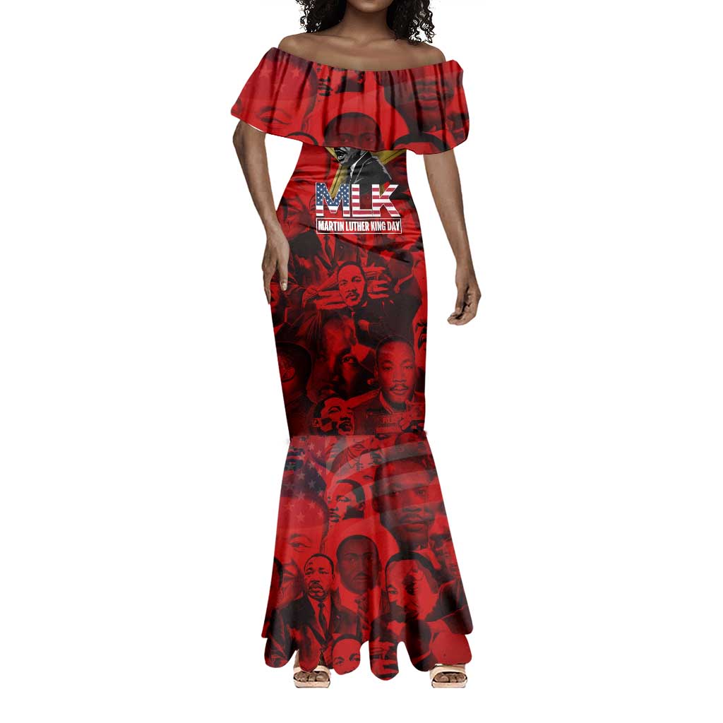 MLK Day Mermaid Dress Martin Luther King Jr Tribute American Flag Lettering TS04
