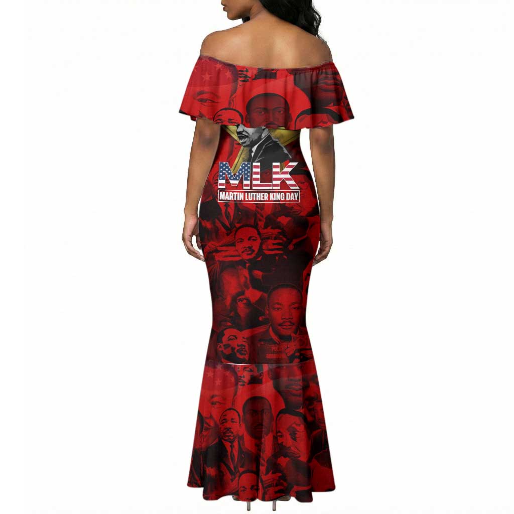 MLK Day Mermaid Dress Martin Luther King Jr Tribute American Flag Lettering TS04