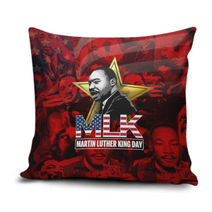MLK Day Pillow Cover Martin Luther King Jr Tribute American Flag Lettering - African Pride