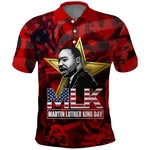 MLK Day Polo Shirt Martin Luther King Jr Tribute American Flag Lettering TS04