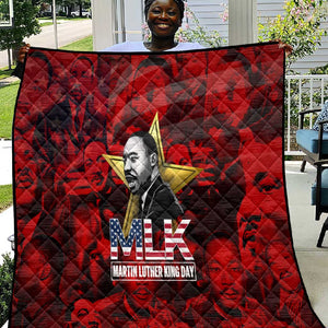 MLK Day Quilt Martin Luther King Jr Tribute American Flag Lettering - African Pride