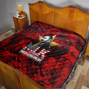 MLK Day Quilt Martin Luther King Jr Tribute American Flag Lettering - African Pride