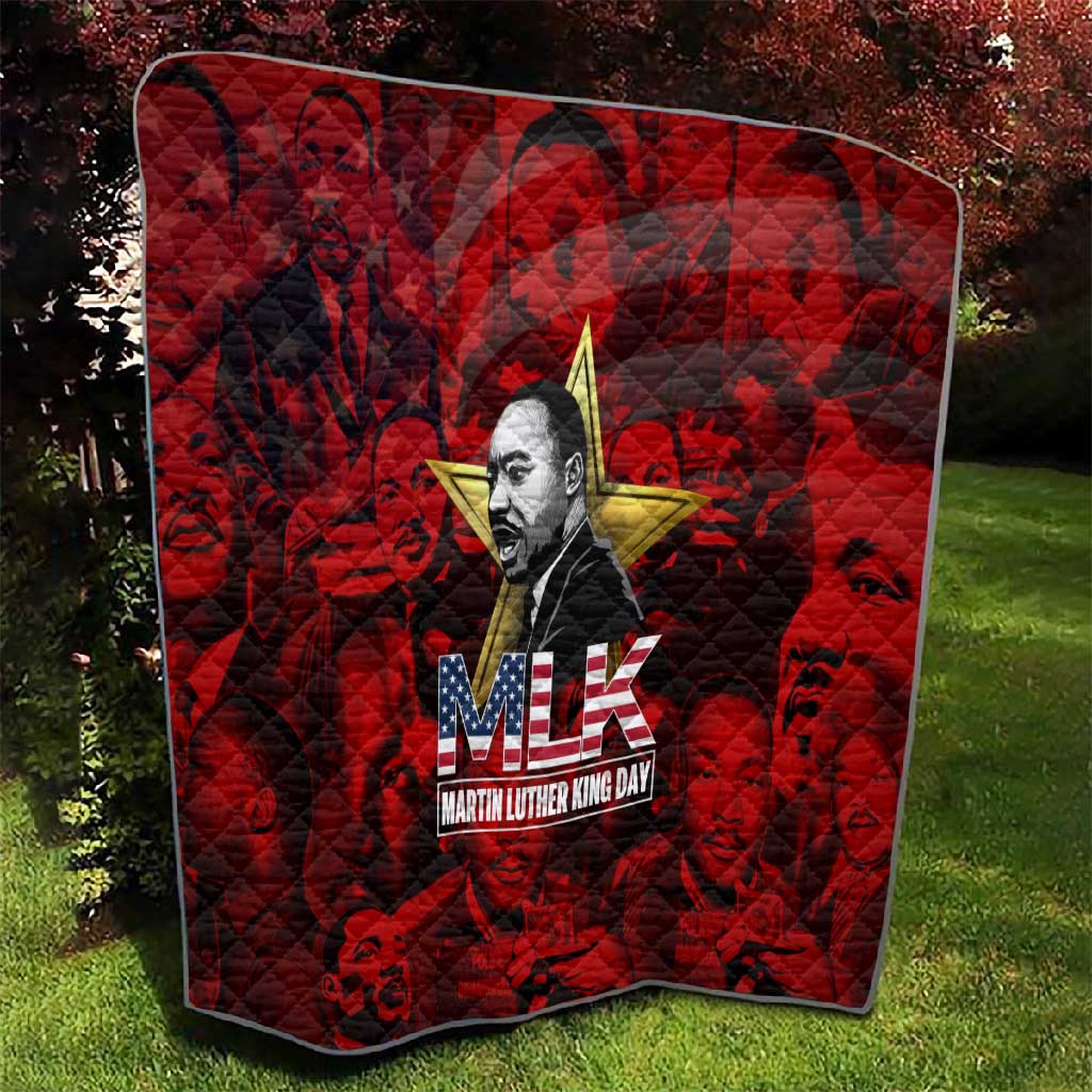 MLK Day Quilt Martin Luther King Jr Tribute American Flag Lettering - African Pride