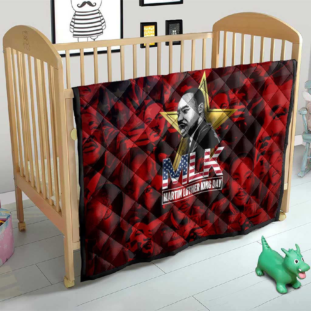 MLK Day Quilt Martin Luther King Jr Tribute American Flag Lettering - African Pride